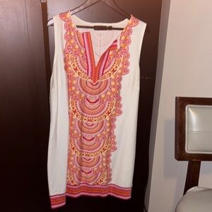 New York & Company Pink Tunic Midi Dress with Graphic Embellished Design